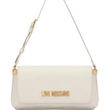 Mala de ombro ecru com logo metálico | Love Moschino