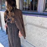 Vestido Midi Boho Chic com Print Pele de Cobra Castanho Saha | ba&sh