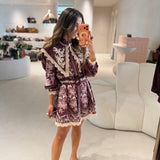 Vestido Lara Bordô Mini com Renda | FARM RIO