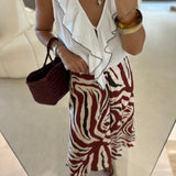 Saia animal print em linho