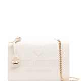Mala de ombro Love Moschino em ecru com logo em relevo