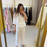 Camisa em Linho Branca com Renda | Twinset