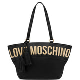 Mala de ombro Love Moschino com logo bordado em preto