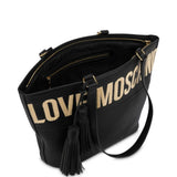 Mala de ombro Love Moschino com logo bordado em preto