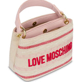 Mala de mão Love Moschino em tecido com logo bordado à frente