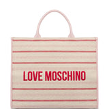 Mala tote bag Love Moschino em tecido com logo bordado à frente