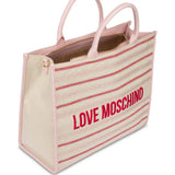 Mala tote bag Love Moschino em tecido com logo bordado à frente
