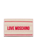 Mala de ombro Love Moschino em tecido com logo bordado à frente