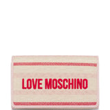 Mala de ombro Love Moschino em tecido com logo bordado à frente