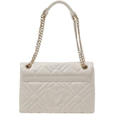 Mala de ombro Love Moschino acolchoada ecru com alça de corrente