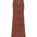 Vestido midi TWINSET em malha lurex castanho