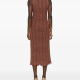 Vestido midi TWINSET em malha lurex castanho