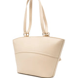 Mala de ombro Love Moschino com logo bordado em bege