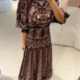 Vestido Liz Bordô Maxi com Mangas Tufadas | FARM RIO