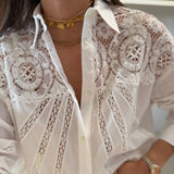 Camisa Jessika Branca com Renda | Semicouture