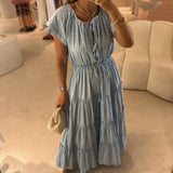 Vestido comprido Scotch & Soda de bordado inglês azul