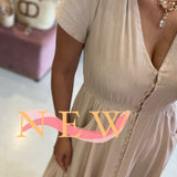 Vestido camiseiro comprido bege