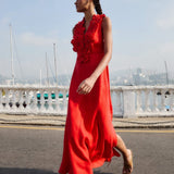 Vestido Midi Vermelho em Linho | FARM RIO