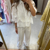 Camisa em Linho Branca com Renda | Twinset