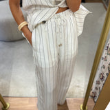 Calça Palazzo em Linho com Riscas | LIU JO