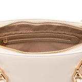 Mala de ombro ecru com logotipo metálico na alça | Love Moschino