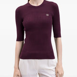T-shirt de Malha Canelada Bordeaux | TWINSET