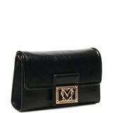 Mala de ombro em preto com logo dourado | Love Moschino