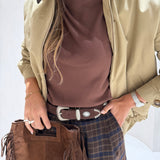 Casaco Bege com Gola de Bombazine