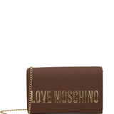 Mala de ombro em castanho com logo metálico | Love Moschino