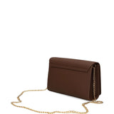 Mala de ombro em castanho com logo metálico | Love Moschino