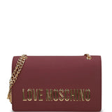 Mala de ombro em bordeaux com logo metálico |  Love Moschino