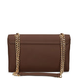 Mala de ombro em castanho com logo metálico | Love Moschino