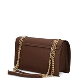 Mala de ombro em castanho com logo metálico | Love Moschino