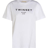 T-Shirt Branca com Logótipo Preto | TWINSET