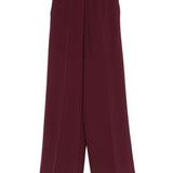 Calça Wide Fit em Crepe Bordeaux | TWINSET