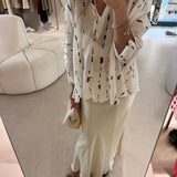 Saia midi Ottod'ame acetinada ecru
