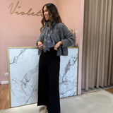 Cardigan em Mistura de Alpaca e Lã Cinza com Fio Lurex | Liu Jo