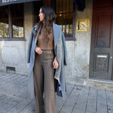 Calças em Mistura de Lã Xadrez | TWINSET