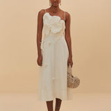 Vestido midi branco FARM RIO garden lezing