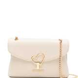 Mala de Ombro Ecru Heart Detail | Love Moschino