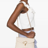 Mala de Ombro Ecru Heart Detail | Love Moschino