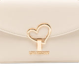 Mala de Ombro Ecru Heart Detail | Love Moschino