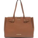 Mala de Ombro Tote Bag Buckle Logo Camel | Love Moschino