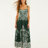 Vestido Maxi Verde Miranda com Fivelas | FARM RIO