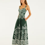 Vestido Maxi Verde Miranda com Fivelas | FARM RIO