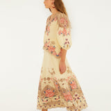 Vestido Midi Bordado de Manga Comprida | FARM RIO