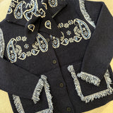 Casaco de Malha Azul Marinho com Franjas | VIOLETA