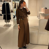 Saia de Lã com Pregas e Fecho Elegante Agueda | Semicouture