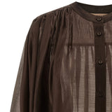 Camisa Castanha em Voile com Franzidos | Twinset