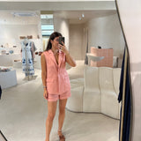Conjunto TWINSET de calção e colete salmão